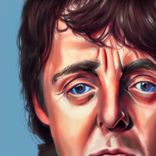 Prompt: portrait of sad young Paul McCartney crying and looking very unhappy photorealistic trending on artstation 8k high quality very coherent art lighting