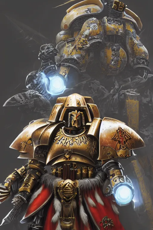 Image similar to armor portrait heros warhammer 4 0 k horus heresy fanart - the primarchs emperor by johannes helgeson animated with vfx concept artist & illustrator global illumination ray tracing hdr fanart arstation zbrush central hardmesh 8 k octane renderer comics stylized