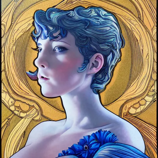 Image similar to amouranth as a tempting celestial by james jean, rule of thirds, seductive look, beautiful, in intergalactic hq