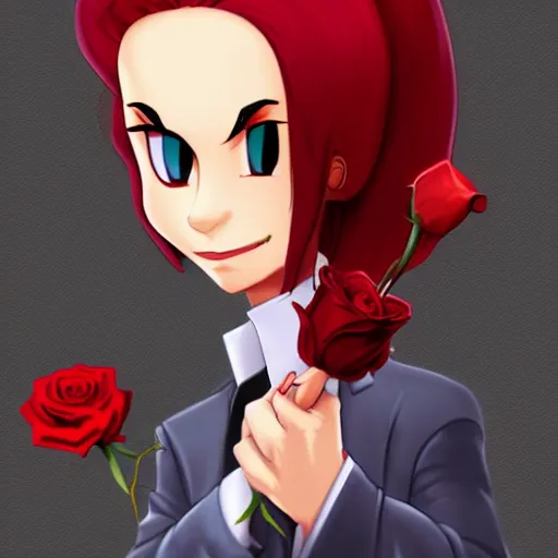 Image similar to digital painting, accurate details, james from team rocket holding a rose, elegant, cool, trending on deviantart, artstation,