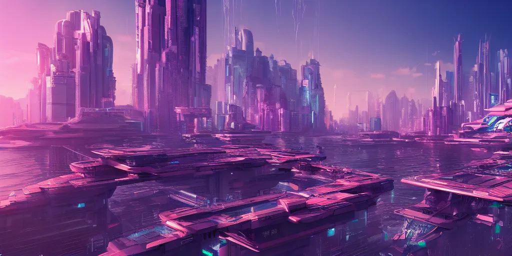 Image similar to futuristic floating synthwave city, science fiction digital art, award winning, trending on artstation, digital art. highly detailed 8 k. intricate. lifelike.