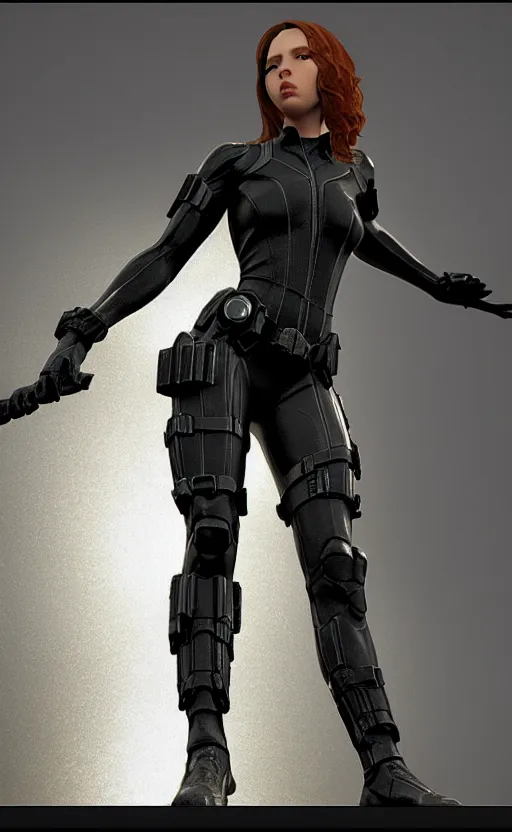 Image similar to black widow, bronze statue and silver, unreal engine, high detailed, holographic