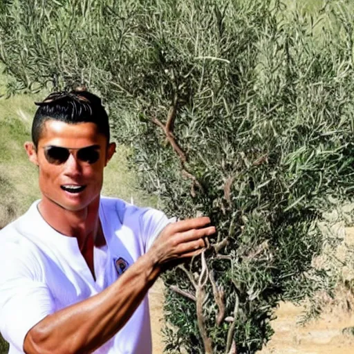 Image similar to cristiano ronaldo shaking an olive tree