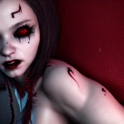 Image similar to cute vampire, ultra realistic, concept art, intricate details, dark vibe, highly detailed, photorealistic, octane render, 8 k, unreal engine,