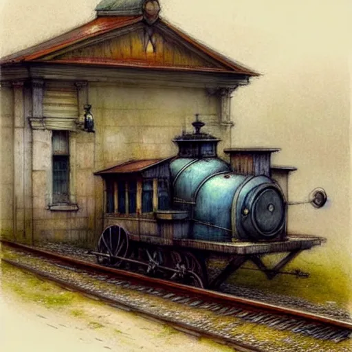 Image similar to (((((1800s train station . muted colors.))))) by Jean-Baptiste Monge !!!!!!!!!!!!!!!!!!!!!!!!!!!