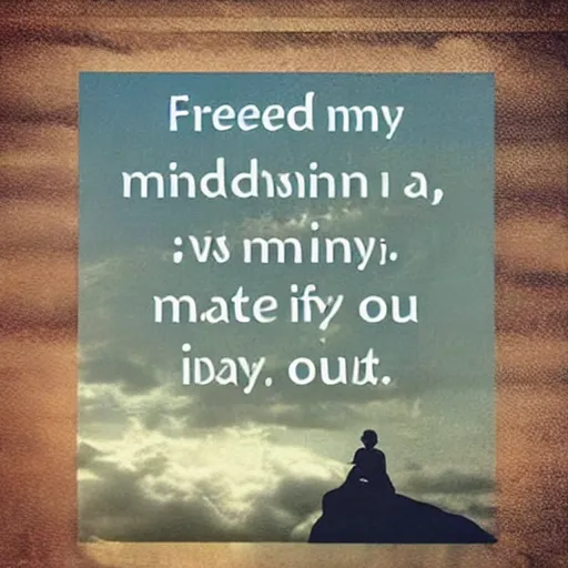 Image similar to freedom is a state of mind, a mind is a state of being, stay away outa my mind and my being.
