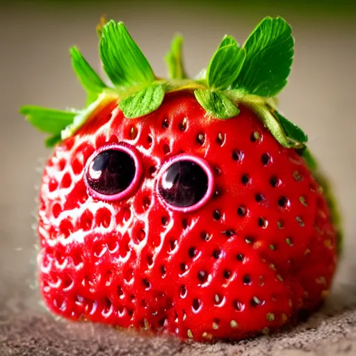 Image similar to strawberry creature with two eyes