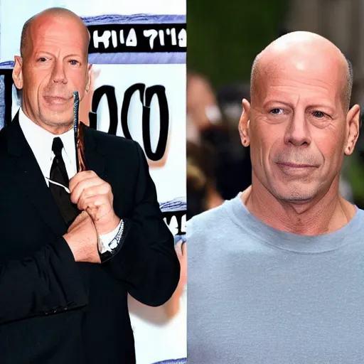 Prompt: bruce willis dress as harry potter