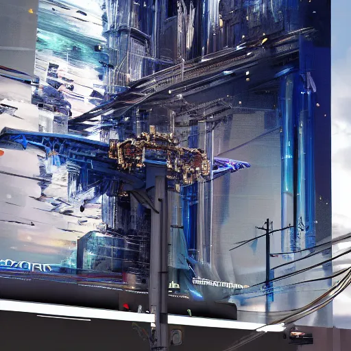 Image similar to sci-fi motherboard structure on the coronation of napoleon painting and digital billboard in the middle, unreal engine 5, keyshot, octane, artstation trending, ultra high detail, ultra realistic, cinematic, 8k, 16k, in style of zaha hadid, in style of nanospace Michael Menzelincev, in style of Lee SOUDER, colors in style of the Blade Runner 2049, in plastic, dark, tilt shift,