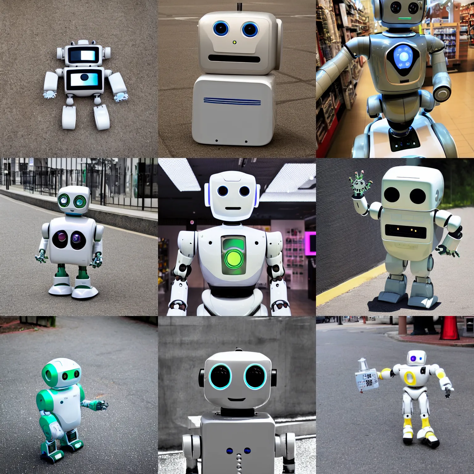 Prompt: <photograph robot='friendly adorable' robot-origin='futuristic robot store'>Cute Robot Wants You To Pick It Up</photograph>