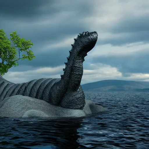 Image similar to loch ness monster, highly detailed, photorealistic portrait, bright studio setting, studio lighting, crisp quality and light reflections, unreal engine 5 quality render