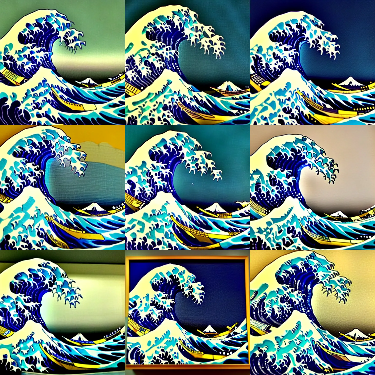 Prompt: A sculpture off The Great Wave of Kanagawa
