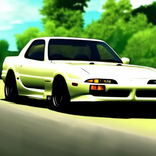 Image similar to ikari shinji drifting in a mazda rx 7, full hd, 4 k initial d wallaper, initial d anime