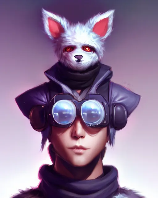 Image similar to character concept art of a cute young male anthropomorphic furry cyberpunk | | cute - fine - face, pretty face, key visual, realistic shaded perfect face, fine details by stanley artgerm lau, wlop, rossdraws, james jean, andrei riabovitchev, marc simonetti, and sakimichan, trending on artstation