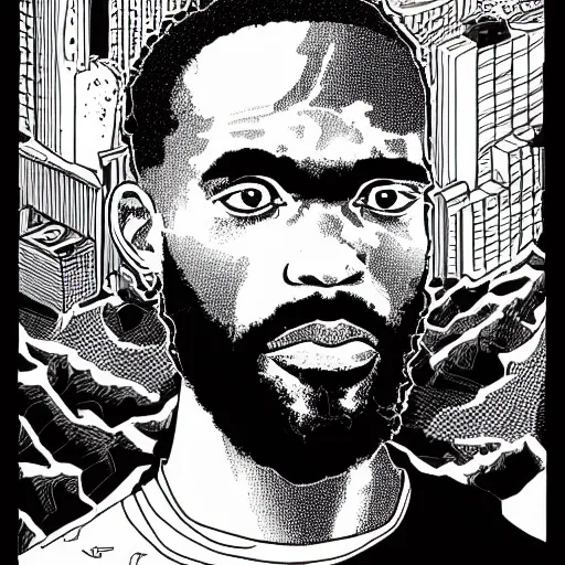 Image similar to portrait of mc ride, by laurie greasley and james stokoe, 4 k, 8 k