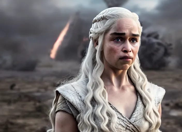 Image similar to film still of daenerys targeryan in the new scifi movie, 4 k