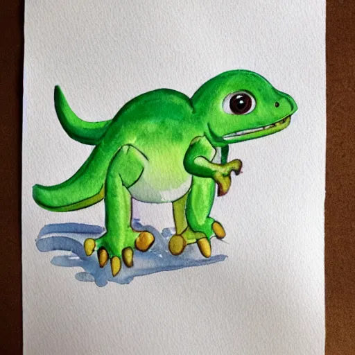 Image similar to cute watercolour of a baby dinosaur