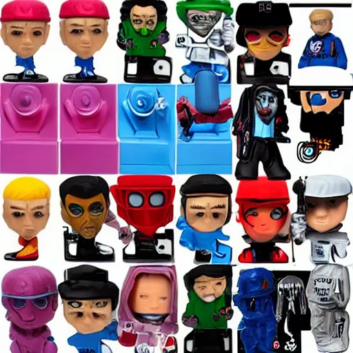 Image similar to eminem cosplay tracey, stop motion vinyl action figure, plastic, toy, butcher billy style