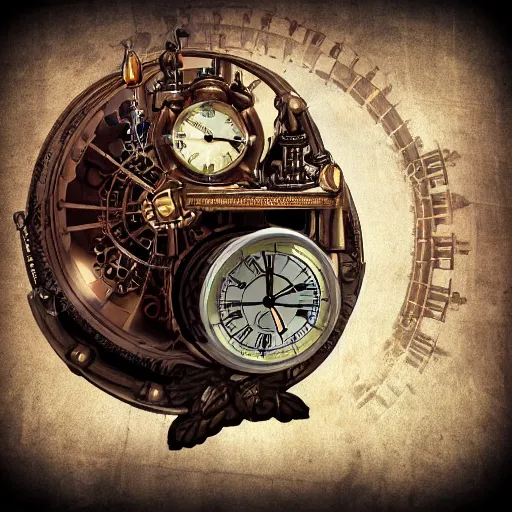 Image similar to dream a steampunk time machine in the midage