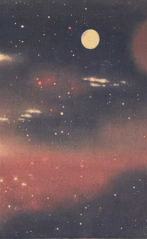 Image similar to painting of space by kitano tsunetomi, 1 9 3 9