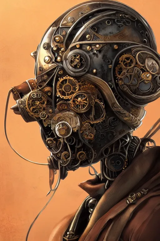 Image similar to steampunk helmet fantasy art mask robot ninja stylized digital illustration sharp focus, elegant intricate digital painting artstation concept art global illumination ray tracing advanced technology chaykin howard and campionpascale and cooke darwyn and davis jack