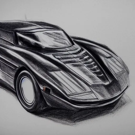 Image similar to ballpoint pen drawing of the batmobile