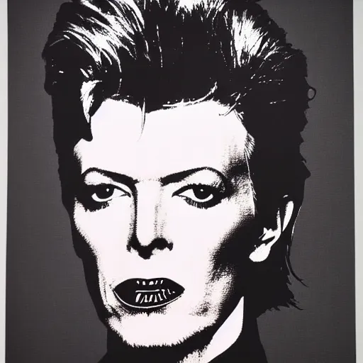 Image similar to individual david bowie silk screen portrait andy warhol style