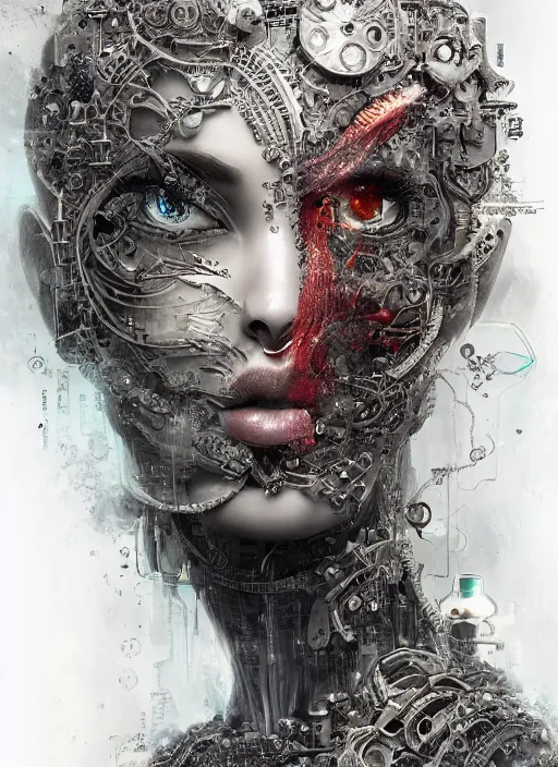 Image similar to portrait of an android goddess, intricate, very detailed, science-fiction, trending on artstation, Nekro, Russ Mills, Taiyo Matsumoto，8k