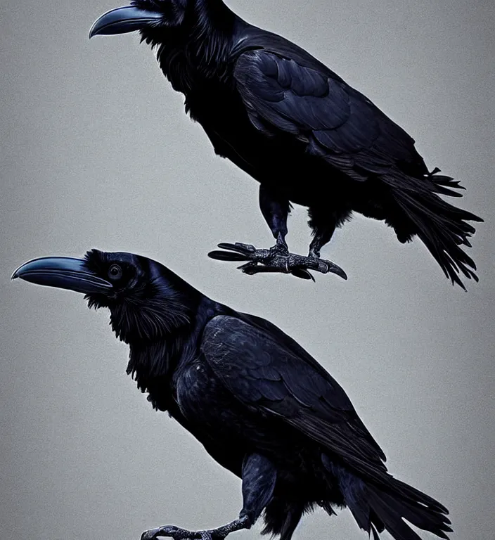 Image similar to artistic form coming into being as two elements are successfully fused, epic professional digital art, extreme detail, wow, wow, wow., raven bird.