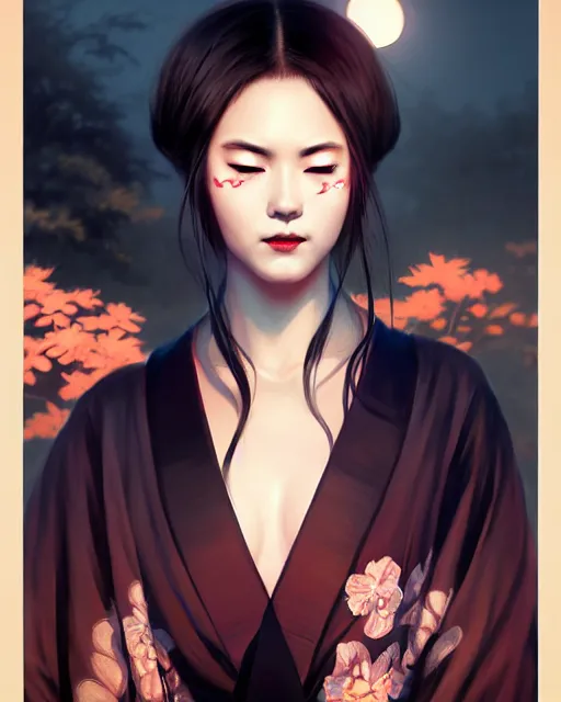 Image similar to a scary cute beautiful monster face wear elegant yukata in festival | | summer night, realistic shaded, pleasant face, good looking, fine details, 4 k realistic, cryengine, realistic shaded lighting poster by greg rutkowski, magali villeneuve, artgerm, jeremy lipkin and michael garmash and rob rey