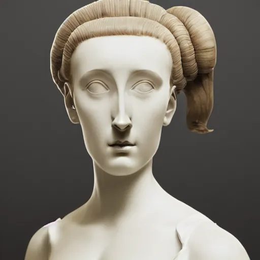 Prompt: a portrait of a female android by antonio canova