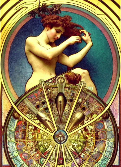 Image similar to mathemagic land, golden ratio, sharp focus, art by h. r. giger and ernst haeckel and jean auguste dominique ingres and john william godward, alphonse mucha, james jean, simon bisley,