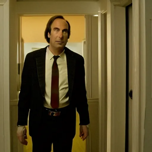 Image similar to A still of Saul Goodman in The Shining