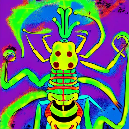 Image similar to paint surrealist 🦗🤖, psychedelic, digital art