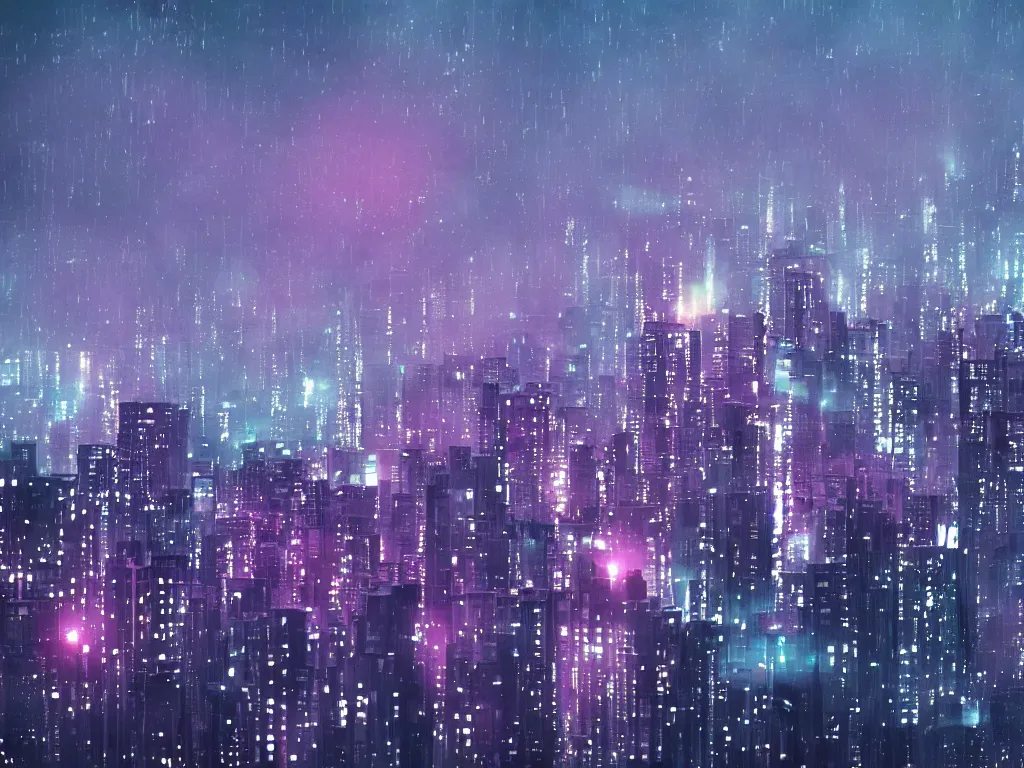 Image similar to blade runner city, high quality, cyberpunk, purple, russian doomer panel houses, 5 0 mm, bokeh, photorealistic
