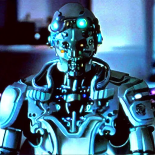 Image similar to cybernetic cyber Ah Puch, movie still