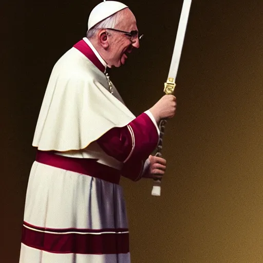 Prompt: pope john paul the second hitting the whip, hyper reallistic