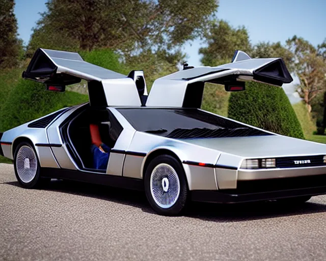 Image similar to new prototype delorean, dslr