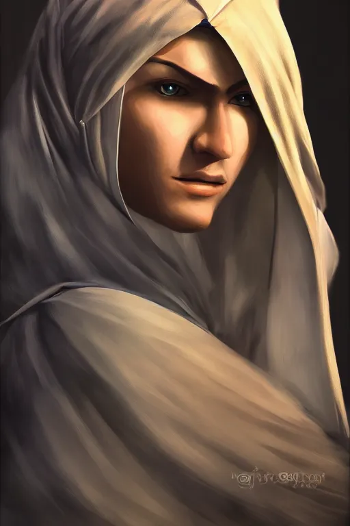 Image similar to Sheik from Zelda, oil on canvas, intricate, portrait, 8k highly professionally detailed, HDR, CGsociety