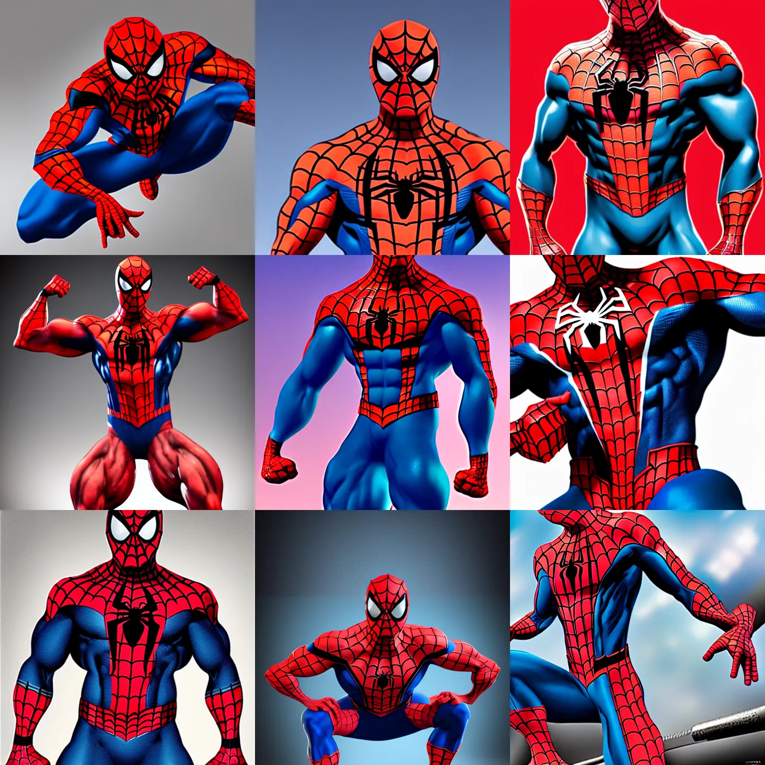 Prompt: spider - man as a bodybuilder, photorealistic giga chad