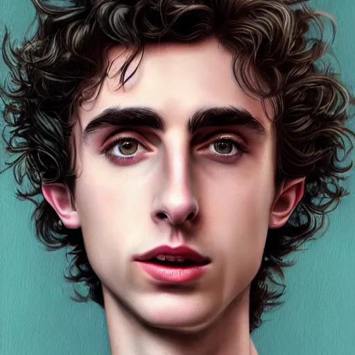 Image similar to fantasy magic Timothee Chalamet portrait, sci-fi, glossy eyes, face, long hair, fantasy, intricate, elegant, highly detailed, digital painting, artstation, concept art, smooth, sharp focus, illustration