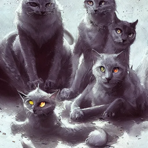 Prompt: the council of cats, by greg rutkowski