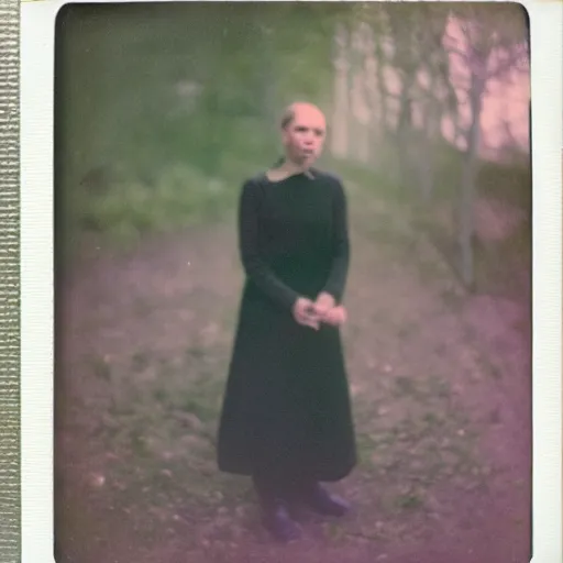 Prompt: color polaroid of Anna Vilenskaya by Andrei Tarkovsky