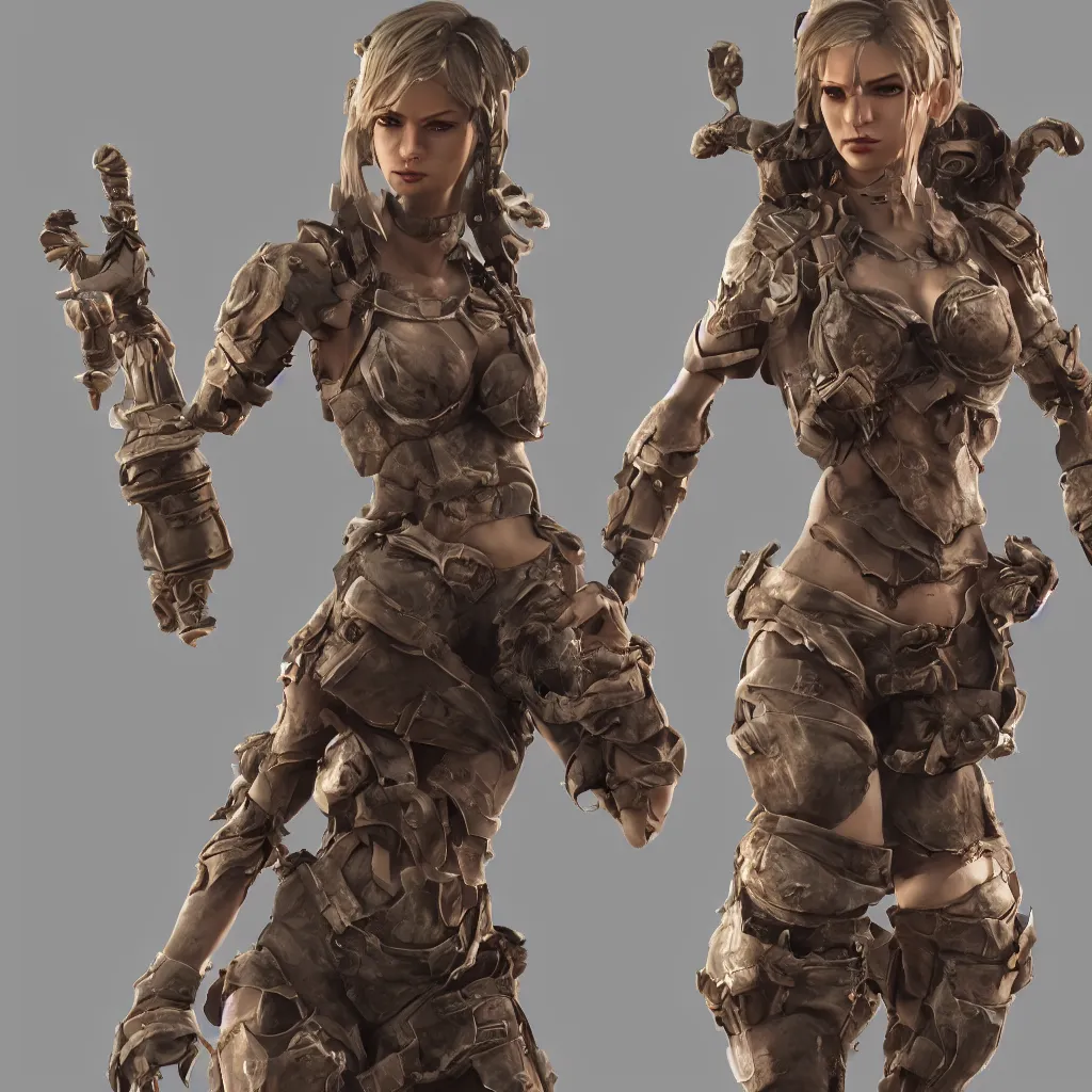 Image similar to female game character with multiple arms, highly detailed, octane render, bokeh