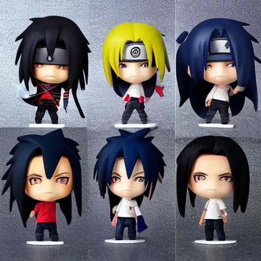 Prompt: high quality portrait flat matte painting of cute Uchiha Sasuke in the style of nendoroid and Toon naruto , flat anime style, thick painting, medium close-up