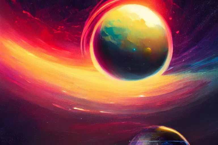 Prompt: a detailed painting of a marble like planet floating in space in a sea of colorful sea of stars, by alena aenami, petros afshar and greg rutkowski trending on artstation, deviantart, planet, clouds, earth, exoplanet, stars