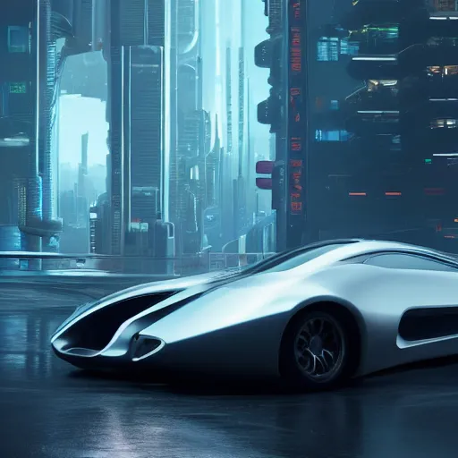 Image similar to car : motherboard forms in the style of zaha hadid architecture sci-fi futuristic setting ultra realistic photography, keyshot render, octane render, unreal engine 5 render , high oiled liquid glossy specularity reflections, ultra detailed, 4k, 8k, 16k in the style ofblade runner 2049 Cyberpunk 2077 ghost in the shell thor 2 marvel film : tilt shift: sharp focus