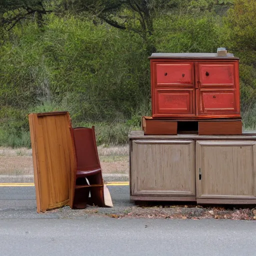 Image similar to furniture on the side of the road,