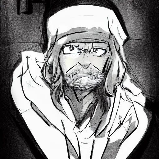 Image similar to the unabomber sketch as an anime character