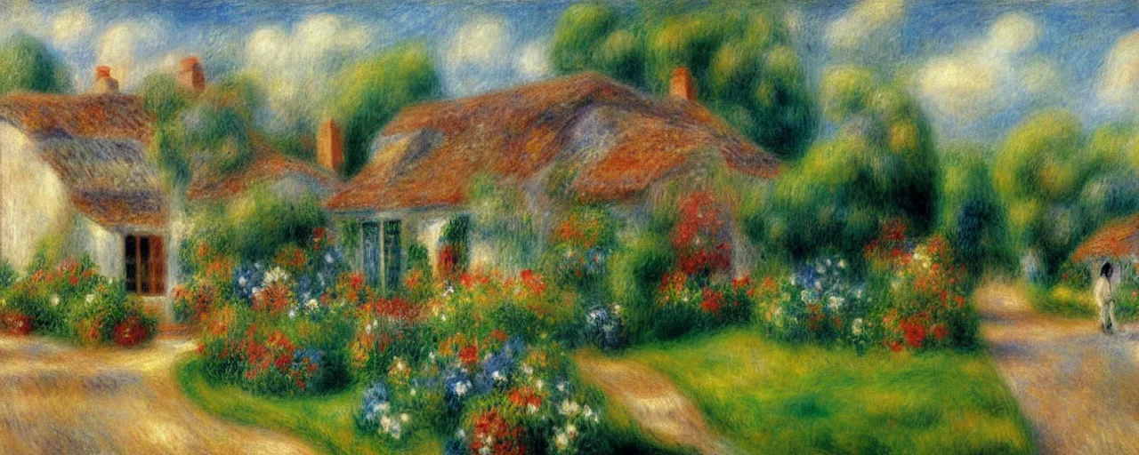 Prompt: a somerset cottage in the style of Renoir